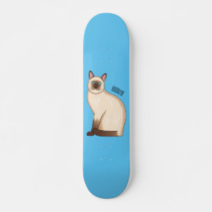 Siamese cat cartoon illustration  skateboard
