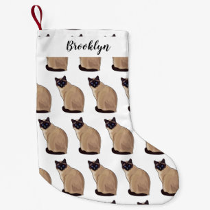 Siamese cat cartoon illustration small christmas stocking