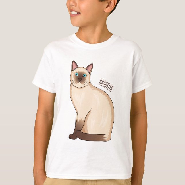 Siamese cat cartoon illustration T-Shirt (Front)
