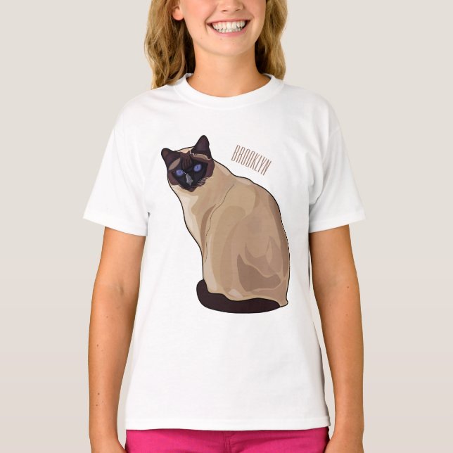 Siamese cat cartoon illustration  T-Shirt (Front)