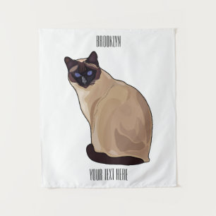 Siamese cat cartoon illustration  tapestry