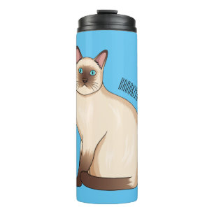 Siamese cat cartoon illustration thermal tumbler