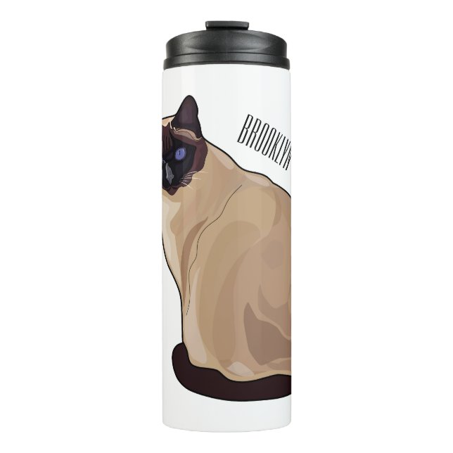 Siamese cat cartoon illustration  thermal tumbler (Front)