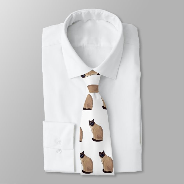 Siamese cat cartoon illustration  tie (Tied)