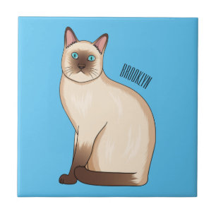 Siamese cat cartoon illustration tile