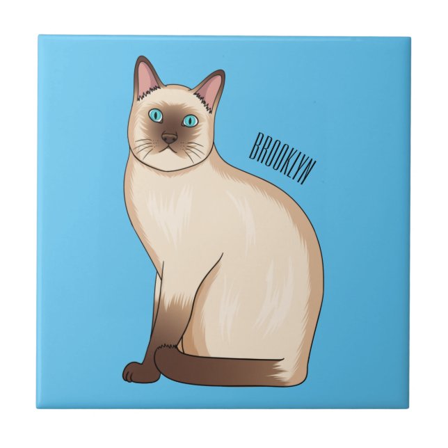 Siamese cat cartoon illustration  tile (Front)