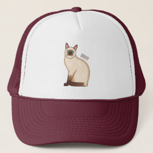 Siamese cat cartoon illustration trucker hat