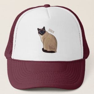 Siamese cat cartoon illustration  trucker hat