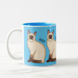 Siamese cat cartoon illustration  Two-Tone coffee mug