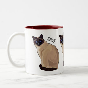 Siamese cat cartoon illustration  Two-Tone coffee mug