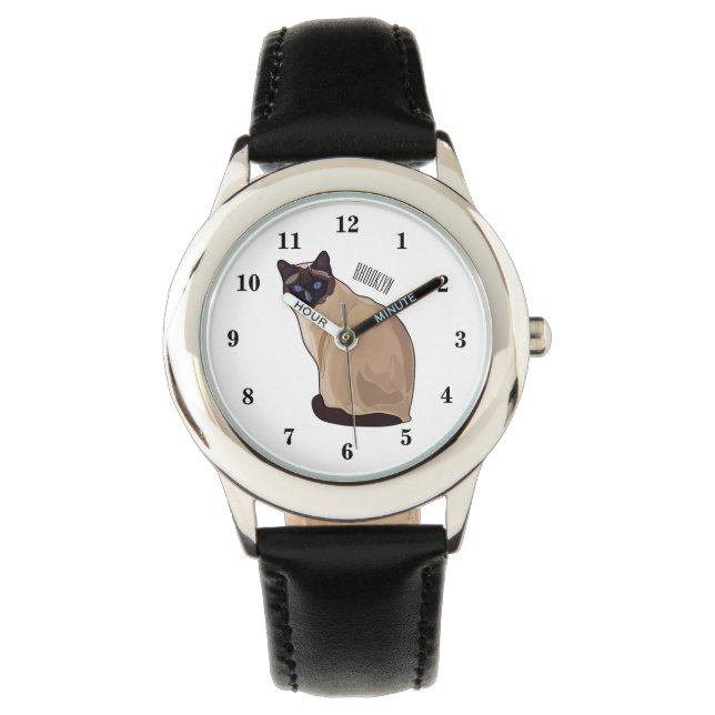 Siamese cat cartoon illustration watch (Front)