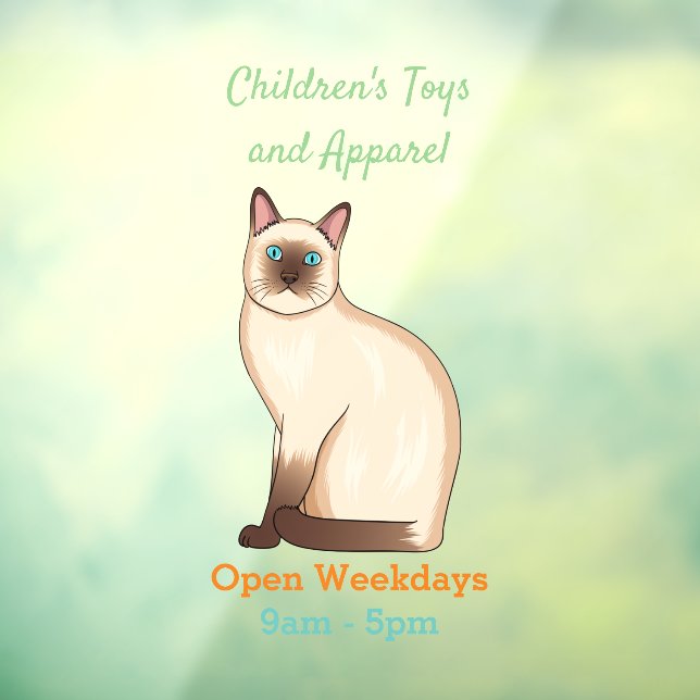 Siamese cat cartoon illustration  window cling (Sheet 3)