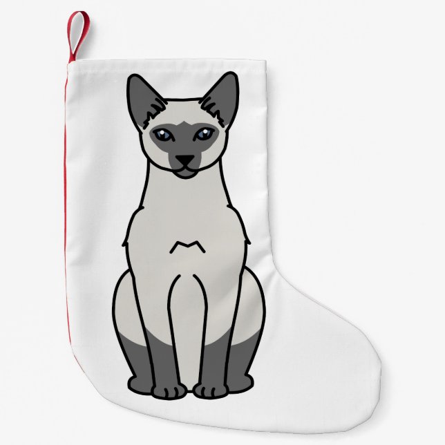 Siamese Cat Cartoon Small Christmas Stocking (Front)