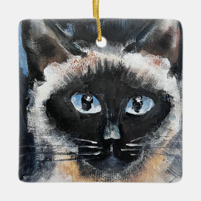 Siamese cat ceramic ornament (Front)