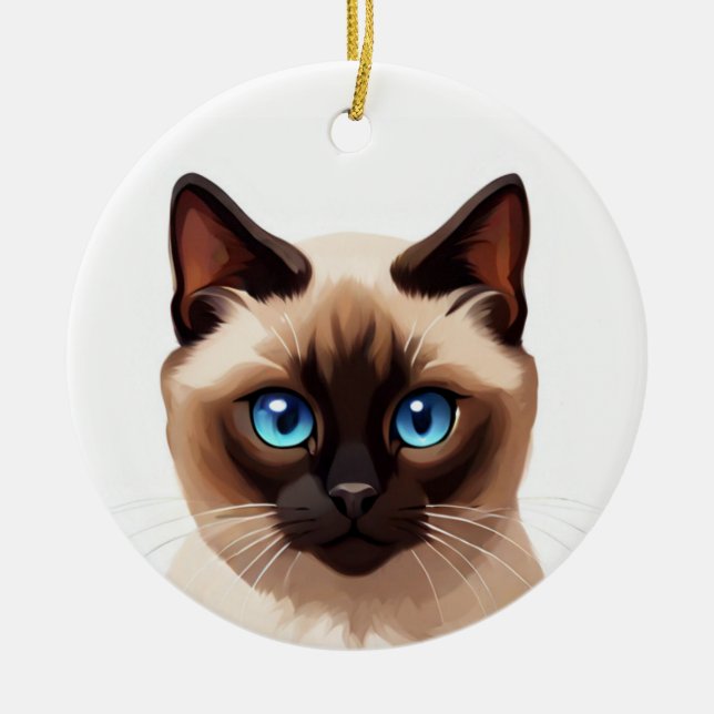 Siamese cat ceramic tree decoration (Front)