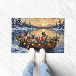 Siamese Cat Christmas Boat Holiday Doormat