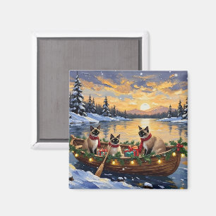 Siamese Cat Christmas Boat Holiday Magnet