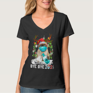 Siamese Cat Christmas Face Mask Bye Bye 2021 Xmas T-Shirt