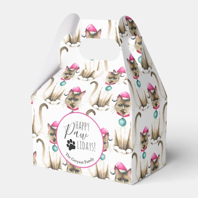 Siamese Cat Christmas Favour Box (Front Side)