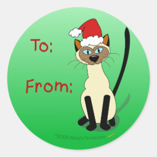 Siamese Cat Christmas Gift Tag Stickers