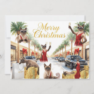 Siamese Cat Christmas Greeting from California Holiday Card
