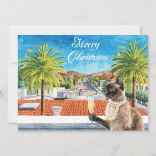 Siamese Cat Christmas Greeting from California Holiday Card