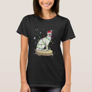 Siamese Cat Christmas Lights Christmas Cat Santa h T-Shirt