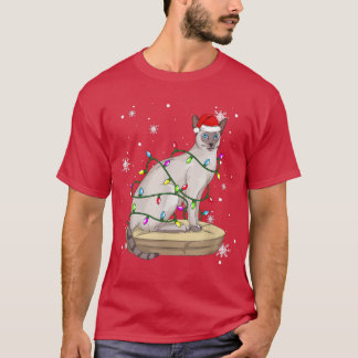 Siamese Cat Christmas Lights Christmas Cat Santa h T-Shirt