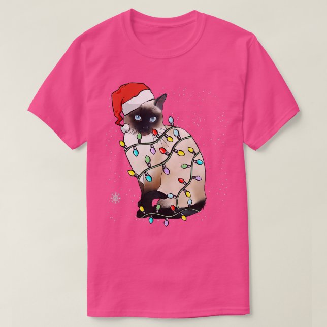 Siamese Cat Christmas Lights Xmas Cat Lover   2  T-Shirt (Design Front)