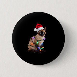 Siamese Cat Christmas Lights Xmas Cat Lover T-Shir 6 Cm Round Badge