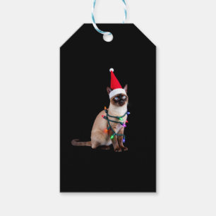 Siamese Cat Christmas Lights Xmas Cat Lover T-Shir Gift Tags