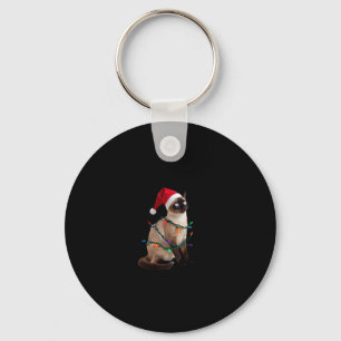 Siamese Cat Christmas Lights Xmas Cat Lover T-Shir Key Ring