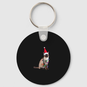 Siamese Cat Christmas Lights Xmas Cat Lover T-Shir Key Ring