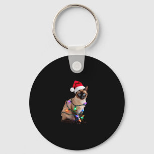 Siamese Cat Christmas Lights Xmas Cat Lover T-Shir Key Ring
