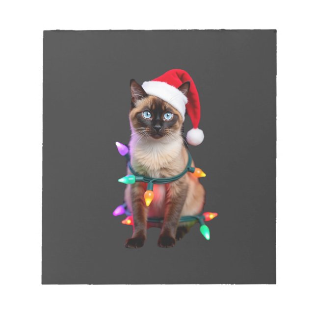 Siamese Cat Christmas Lights Xmas Cat Lover T-Shir Notepad (Front)