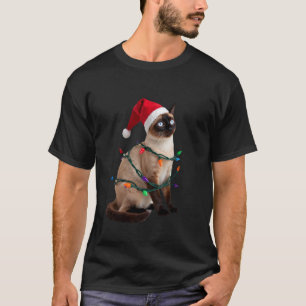 Siamese Cat Christmas Lights Xmas Cat Lover T-Shir T-Shirt