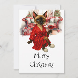 Siamese Cat Christmas Postcard – Funny Holiday 