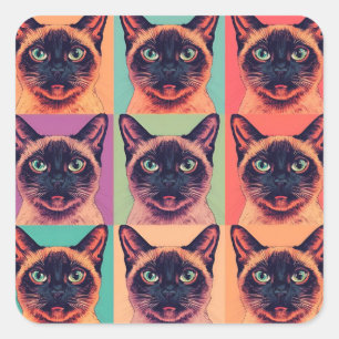 Siamese cat christmas square sticker