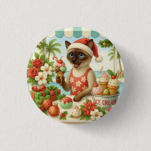 Siamese Cat Christmas themed for Cat Lover Party 3 Cm Round Badge