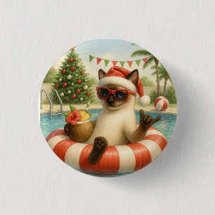 Siamese Cat Christmas themed for Cat Lover Party 3 Cm Round Badge