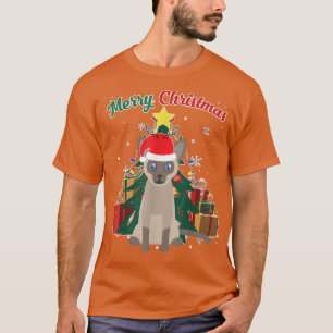 Siamese Cat Christmas Tree Snow Flakes Xmas Presen T-Shirt