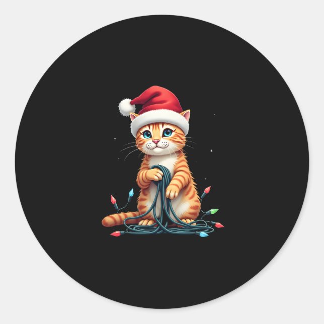 Siamese Cat Christmas V-Neck (1) Classic Round Sticker (Front)