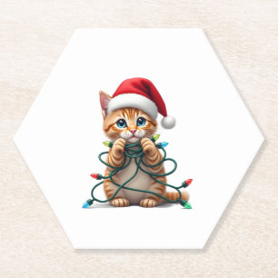 Siamese Cat Christmas V-Neck (1) Paper Coaster