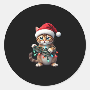 Siamese Cat Christmas V-Neck (2) Classic Round Sticker