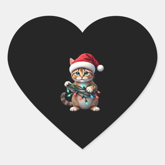 Siamese Cat Christmas V-Neck (2) Heart Sticker (Front)