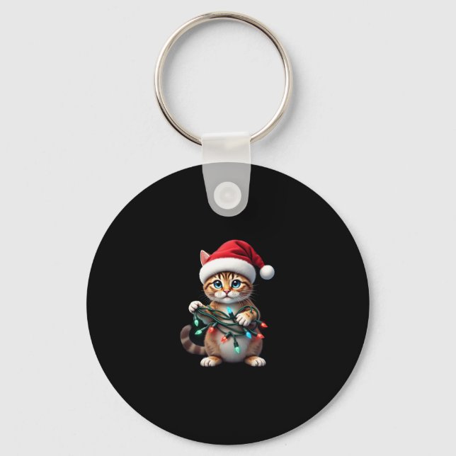 Siamese Cat Christmas V-Neck (2) Key Ring (Front)