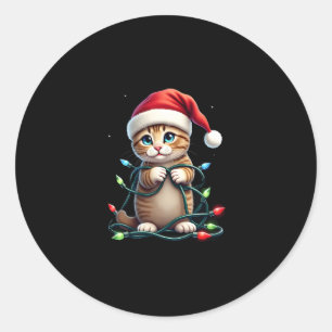 Siamese Cat Christmas V-Neck (3) Classic Round Sticker