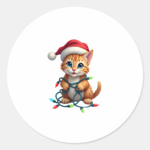 Siamese Cat Christmas V-Neck (3) Classic Round Sticker