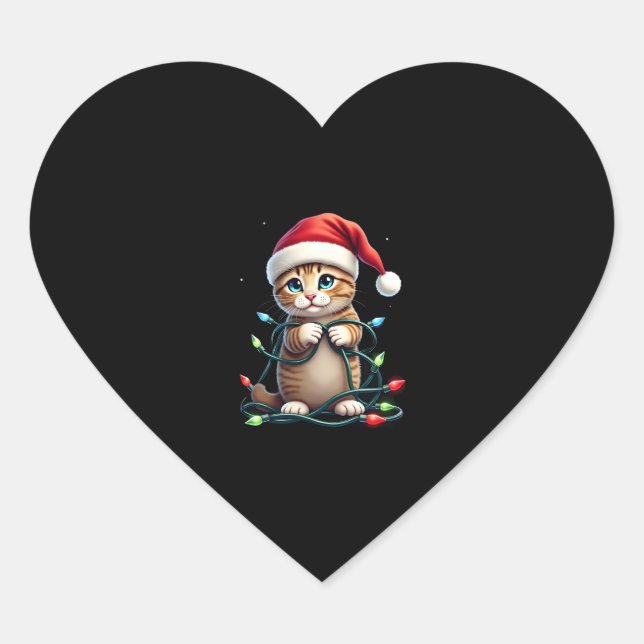 Siamese Cat Christmas V-Neck (3) Heart Sticker (Front)