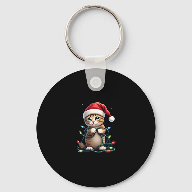 Siamese Cat Christmas V-Neck (3) Key Ring (Front)